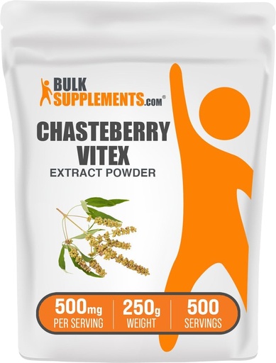[BRSWGYAPPJ5AIFAZ] BulkSupplements.com Chasteberry Extract Powder - Chasteberry Sourced from Vitex Berry, Bylinný dodatek - Vegan & gluten Free, 500mg per Serving, 250g (8.8 oz) (Balení po 1)