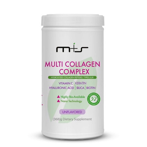 [BRSROBQFCUGQ42TP] M+S Multi Collagen Complex – Hydrolyzed Collagen peptides, Types I, II, III for Skin, Hair, Nails and Joints – with Vitamin C, Hyaluronic Acid, Keratin, Biotin and Silica (Unflavored)