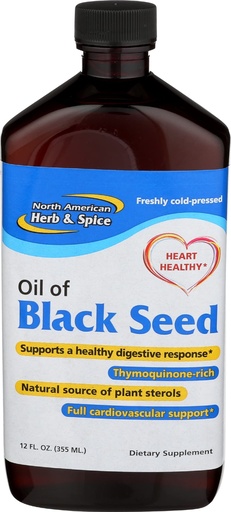 [BRSWIYQTPIEAMH3U] North American Herb & Spice Black Seed Oil - 12 fl. oz. - Cardiovascular, Digestive & Immune Support - Contains Wild, Mediterranean Oreganol P73 Oregano Oil - Non-GMO - 72 Total Servings