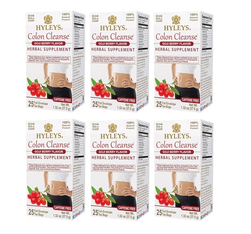 [BRSWYHY2PIIGE2D4] Hyleys Colon Cleanse Tea Goji Berry Flavor (6 Pack - 150 Tea Bags Total)