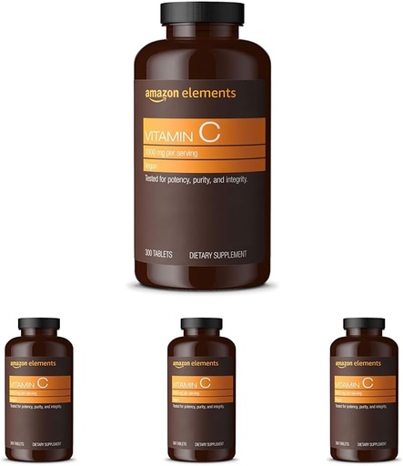 [BRSRAGT7CMBQGGQY]   Elements Vitamin C 1000mg, Supports Healthy Immune System, Vegan, 300 Tablets, 10 Month Supply (Pack of 4)