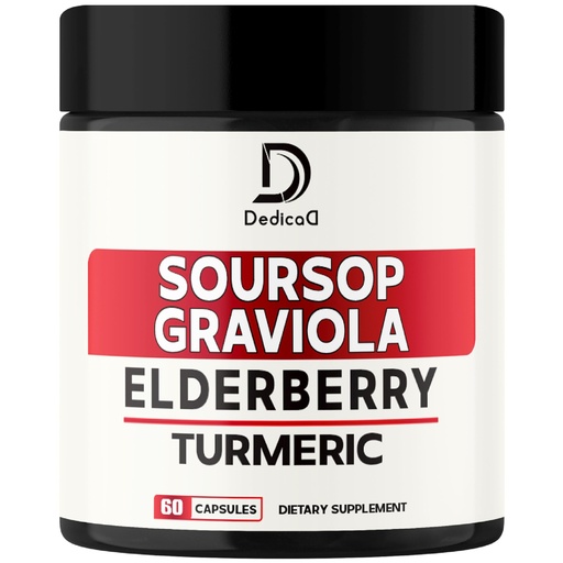 [BRSROAT5CUFGEAAY] DEDICAD 11in1 Graviola Soursop Capsules - Blended with Elderberry, Turmeric, Ginger, Milk Thistle, Cranberry & More - Support Positive Mood, Immune System & Body Management