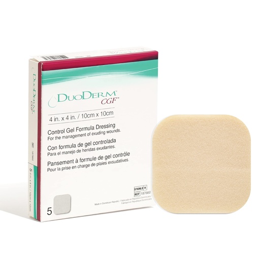 [BRSWIYY7PIBQCD3I] Convatec DuoDERM Control Gel Formula 4"x4" Hydrocolloid Sterile Adhesive Dressing for Partial and Full-Thickness Wounds, Medical Grade, Latex-Free, Waterproof, Square, Beige, 5ct Box