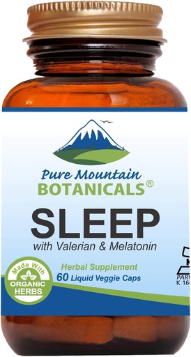 [BRSWKYL6OV5Q4DL2] Natural Sleep with Organic Valerian, Chamomile, Passion Flower, Skullcap, Melatonin, Hops & More - 60 Vegan Capsules