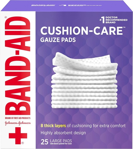 [BRSWKGYIBJ7QI2TC] Johnson & Johnson Band-Aid of First Aid Products Cushion-Care Gauze Pads, 4 X 4 Inches, 25 Count (Pack of 12)