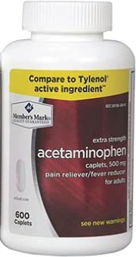 [BRSWIYDROEBAEFLK] Acetaminofén Generic 500 mg Extra sila - 600 Caplets