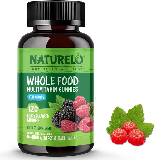 [BRSWGEL4B4CGGD32] NATURELO Whole Food Vitamin Gummies for Adults - Chewable Gummy Multivitamin for Men & Women - 120 Vegan Gummies
