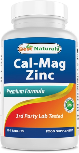[BRSWIGQ2O4AAOD3C] #1 CAL MAG ZINC by Best Naturals - Essential Mineral Complex - Manufactured in a USA Based GMP Certified Facility and Third Party Tested for Purity. Guaranteed!!, 180 Tablets