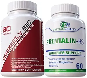 [BRSWG2YNCUMRODLG] Serrraolv 360: Extra Strength Fibriod Package - Dissolve Fibroids Quickly (Serrasolv 360 90 Cap & Previalin 60 Cap) Also Helps with Bloating, Discomfort and Balancing Hormones