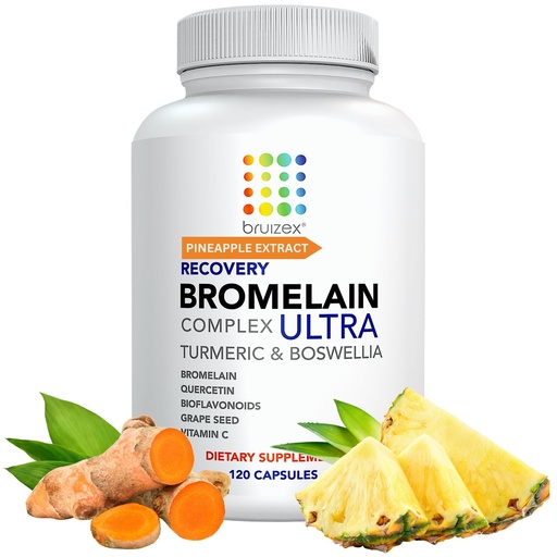 [BRSWGFIPOIBQMD3X] Bruizex Ultra Bromelain and Quercetin Bruising Relief Supplement, 120 Capsules | Bruised Skin, Trauma Recovery and Swelling Surgery Supplements | Contains Bromelain, Quercetin, Turmeric and Boswellia