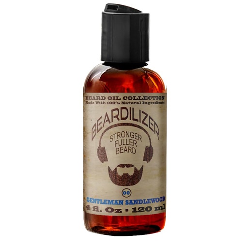 [BRSWIAAFCV4R2DLU] Beardilizer Gentleman Sandalwood Beard Oil for Men - 100% Natural Growth Oil & Conditioner with Argan, Jojoba & Vitamin E – Softening, Moisturizing for Soft, Healthy Beard – 4 Oz