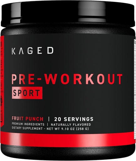 [BRSW22YFBYAQMFY6] Kaged Sport Pre edzés por a férfiak és nők, Gyümölcs puncs, Sport Certified, 188mg koffein, nitrogén-oxid kiegészítés, Béta Alanine energia, súlyemelés, Cardio Endurance & Erő, 20 szerváció