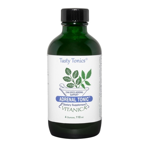[BRSWKYQMOYAA4EDC] Vitanica Adrenal Tonic, Adrenal Supplement & Support, Alcohol Free, Vegan/Vegetarian, Chai Spice Flavor, 4 Ounce