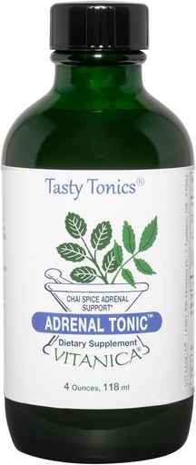 [BRSWKYQMOYAA4EDC] Vitanica Adrenal Tonic, Adrenal Supplement & Support, Alcohol Free, Vegan/Vegetarian, Chai Spice Flavor, 4 Ounce