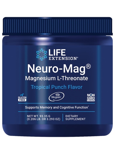 [BRSWGZALOUBQAFD2] Life Extension Neuro-Mag Magnesium L-Threonate Powder (Tropical Punch) - Ultra-Absorbable Magnesium - Supports Memory, Focus, Cognitive Function & Mood - Gluten free, Non-GMO, Vegetarian (30 Servings)
