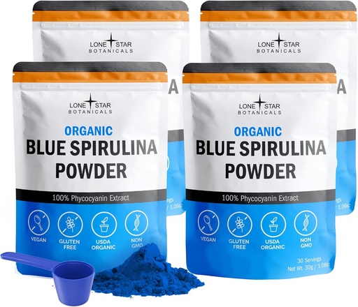 [BRSRMZD4C57R42A7] Bio Blue Spirulina Powder, 120 Portionen - 100% reine Superfood Blue-Green Algae, Natürliche Lebensmittel Färbung für Glattwaren & Protein Getränke - Non GMO, Gluten-Free, Vegan + USDA Zertifiziert, keine Fishy Smell