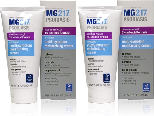 [BRSROAY3CV5QO3IV] MG217 Medicated Moisturizing Psoriasis Cream with 3% Salicylic Acid, Multi-Symptom, Fragrance Free, 3.5 Fl Oz, (5604) (Pack of 2)
