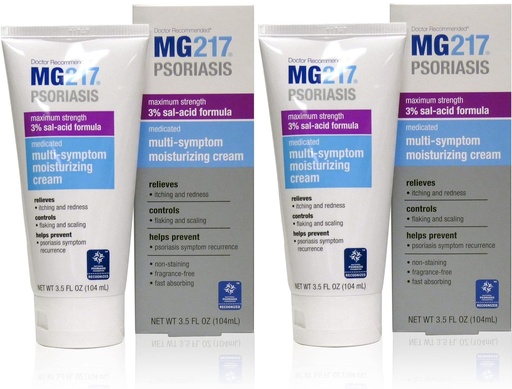 [BRSROAY3CV5QO3IV] MG217 Medicated Moisturizing Psoriasis Cream with 3% Salicylic Acid, Multi-Symptom, Fragrance Free, 3.5 Fl Oz, (5604) (Pack of 2)