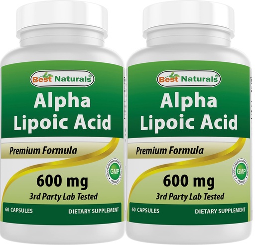 [BRSW2AQPAABAGE3K] Best Naturals Alpha Lipoic Acid 600 mg 60 Capsules - ALA Powerful Antioxidant (60 Count (Pack of 2))