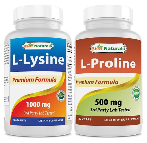 [BRSRMBD5OYFA43QZ] Best Naturals L-Lysine 1000mg & L-proline 500 mg