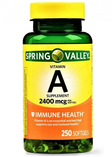 [BRSWIYY3OYCBCDD4] Spring Valley - Vitamin A SUPPLEMENT 2400MCG 250 Softgels
