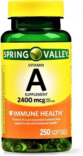 [BRSWIYY3OYCBCDD4] Spring Valley - Vitamina A SUPPLEMENT 2400MCG 250 Softgels
