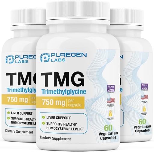 [BRSRAZIPO4BROA3O] Puregen Labs TMG 750 mg - Trimetil-glicin kiegészítés - Non-GMO, NO Gluten és Dairy