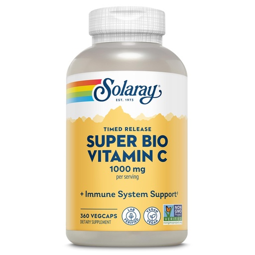 [BRSWIYTYCUPREHTK] SOLARAY Super Bio Buffered Vitamin C 1000 mg Time Release, 360 VegCaps | Immune, Heart & Antioxidant Support - Buffered with Bioflavonoids - 180 Servings - Vegan, Lab Verified