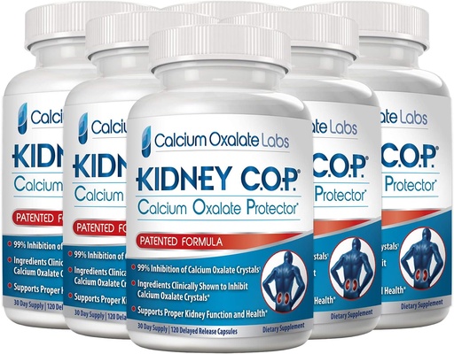 [BRSWGGATBEBR4YLD] KIDNEY C.O.P. Calcium Oxalate Protecteur 120 Capsules, support du rein pour les cristaux d'oxyde de calcium, aide à arrêter la récurrence des pierres, plus forte que Chanca Piedra Stone Breaker Suppléments, 6 Pack