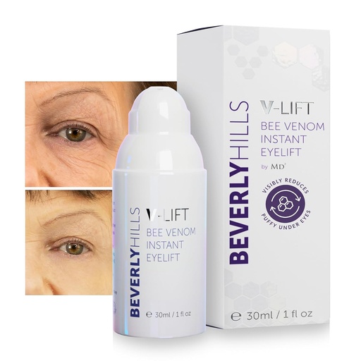 [BRSWGCYYPMCQIAYY] Beverly Hills V-Lift Instant Eye Lift and Eye Tuck Bee Venom Serum for Puffy Eyes, Dark Circles, Wrinkles, and Under Eye Bags Treatment for Women and Men | 30mL (120 Day Supply)