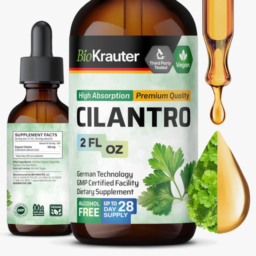 [BRSWGH34CMBWGYDF] BIO KRAUTER Cilantro Suplemento - Rich Source of Antioxidants - Natural Cleansing & Detox Cilantro Tincture - Vegan, Alcohol Free Drops 2 Fl. Oz.