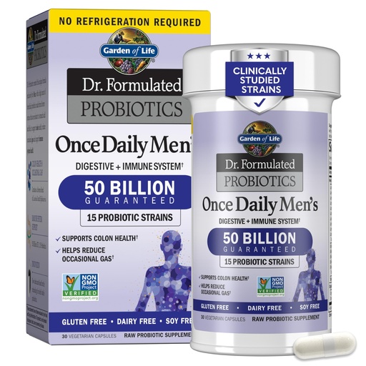 [BRSWIC3RBYMWCD3M] Garden of Life Probiotic Supplement for Men - Dr. Formulated Once Daily Mens for Digestive Health, Shelf Stable, 30 Capsules, 0.095 grams