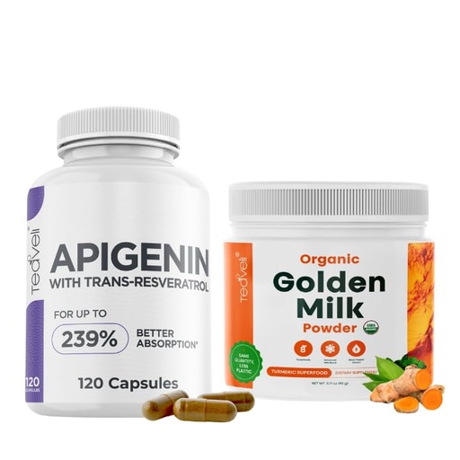 [BRSRMCY5BF6GOFL2] Teaveli The Sleep Like A Baby Bundle with Golden Milk and Apigenin - Vegan Friendly, Non-GMO