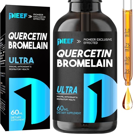 [BRSRAHYPAV6RAYLH] Quercetin with Bromelain Liquid Drops, Quercetin Supplements 1000mg, Respiratory Health Immune Complex Support, 7-in-1 Quercetin Liquid Drops with Zinc