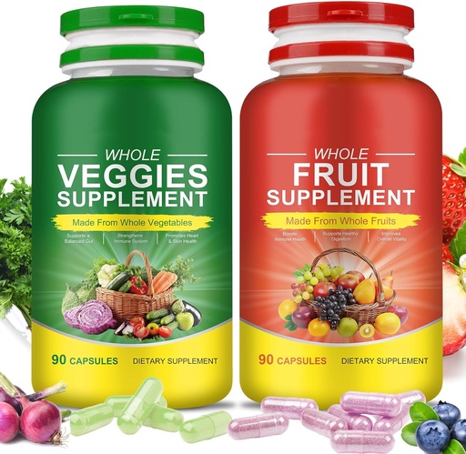 [BRSRAAITBN7RSHL5] Fructe si legume Suplimente - 2 Sticle 180 Capsule totale vegetariene 