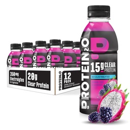 Protein2o Hydration Drink - 2-in-1 Liquid Clear Whey Protein Isolate and Electrolyte Drink - 15g Protein, Vitamins B5, B6 - Post-Workout Recovery - 16.9 Fl Oz - 12 Count Dragon fruit Blackberry