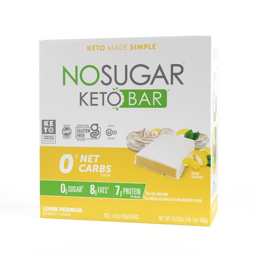 [BRSWYCY7OVYBOFY7] No Sugar Keto Bar Snacks - Lemon Meringue Flavor - Low Carb No Sugar Keto Snack Food Bar with Keto Friendly Macros, 0g Net carb, 7g Plant Based Protein, 8g Healthy Fat, Sugar Free (0g) - 12 Bars