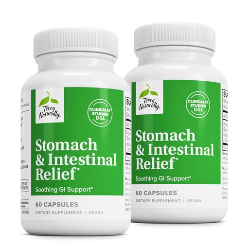 [BRSWKGIKOMDB6F3M] Terry Naturally Stomach & Intestinal Relief - Supplement to Aid Digestive Health & Intestinal Lining - Aids Against Occasional Digestive Discomfort to Soothe Stomach - 60 Capsules (2 Pack)