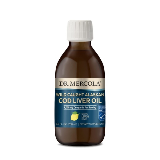 [BRSROYYZB4NAOFA4] Dr. Mercola Wild Caught Alaskan Cod Liver Oil, 6.8 Fl. Oz. (200 mL), 40 Servings, 1,000 mg Omega-3s Per Serving, Dietary Supplement, Supports Brain and Cognitive Function, Non-GMO, MSC Certified