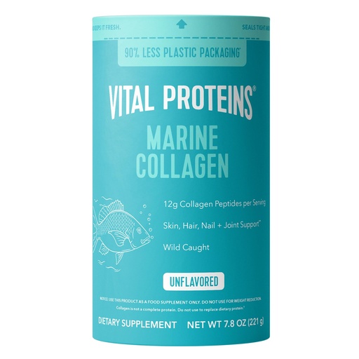 [BRSWGFTQCQNAGH37] Vital Proteins Marine Collagen Peptides Powder Supplement for Skin Hair Nail Joint - Hydrolyzed Collagen - 12g per Serving - 7.8 oz Canister