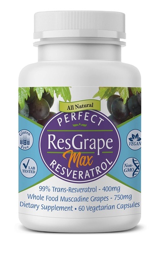[BRSWIZQZAIIBM3TC] Perfect Supplements – Perfect ResGrape Resveratrol MAX – 60 Capsules – Trans-Resveratrol & Organic Muscadine Grapes – Promotes Anti-Aging