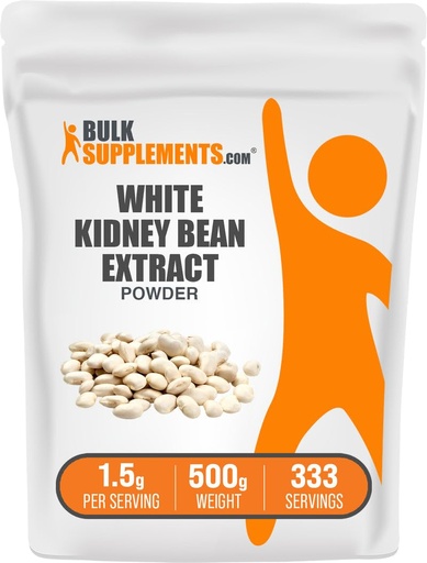 [BRSWKEY7AQOGMEY3] BulkSupplements.com White Kidney Bean Extract Powder - White Kidney Bean Powder - Herbal Supplement - Gluten Free, 1.5g per Serving, 500g (1.1 lbs) (Pack of 1)