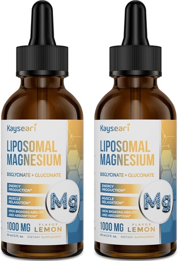 [BRSROFL7PN7QYHTH] High Strength Liposomal Magnesium Drops, Easily Absorbed Chelated Forms of Magnesium Bisglycinate and Magnesium Gluconate, 60ML Lemon Flavored Liquid Drops