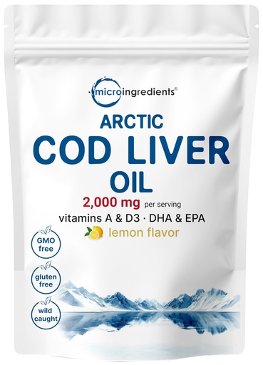 [BRSRAYI5OJ5QYAD5] Cod Liver Oil 2,000mg Per Serving, 360 Softgels | Burpless Lemon Flavored – Rich in Omega 3, Vitamins A & D3, EPA, DHA | Wild Caught Arctic Deep Sea Fish | Heart, Brain, & Immune Supplement