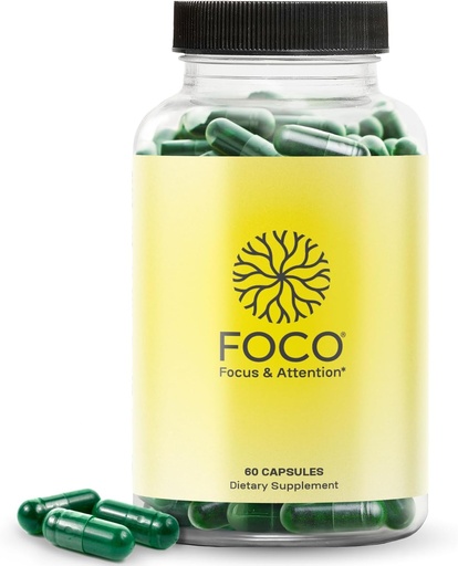 [BRSRAFQBCUBWYHL4] Think FOCO Capsules (13+) Natural Focus Supplement for Teens & Adults - Brain Nootropic for Concentration, Memory, Mental Clarity, Cognitive Enhancement Vitamins - Attention Supplements - 60 Capsules