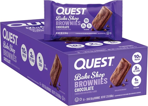 [BRSRA2YCCB7QMYDP] Quest Nutrition Bake Shop, Chocolade Brownies, 10g Proteïne, 2g Net Carbs, 1g Suiker, Proteïne Snack, 10 Tellen