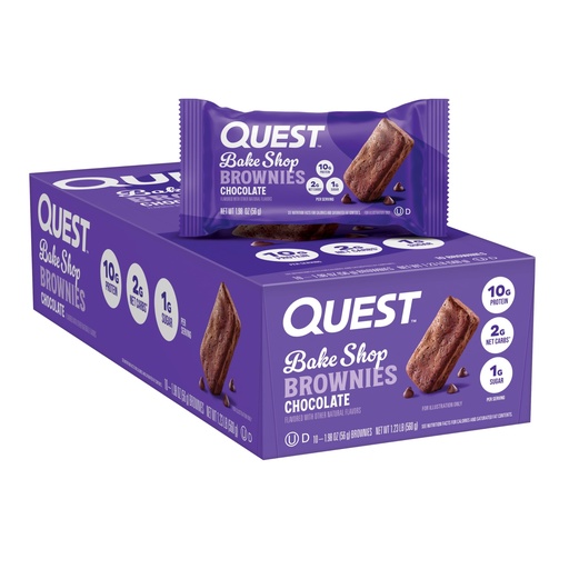 [BRSRA2YCCB7QMYDP] Quest Nutrition Bake Shop, Chocolate Brownies, 10g Protein, 2g Net Carbs, 1g Sugar, Protein Snack, 10 Count