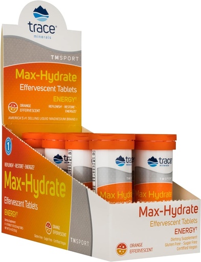 [BRSWGFANOJ5RYA3G] Trace Minerals Max-Hydrate Endurance - Daily Energy Support Supplement - Electrolyte Supplement to Aid Against Muscle Cramps - Supplement to Support Hydration - Orange, 10 Tabs (80 Servings)