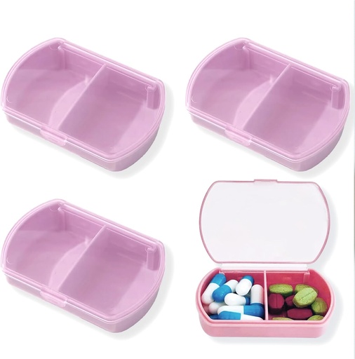 [BRSROBIYCIHWAELP] 4PCS Small Pill Case Travel Pill Box Cute Pill Organizer for Purse Portable Daily Medicine Organizer 2 Compartment Pill Holder for Vitamins, Fish Oil, Supplements