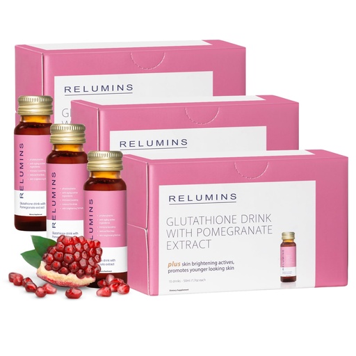 [BRSROCYYAQIQ42D4] Relumins Glutathione Shots | Inner Glow Mother's Day Wellness | USA's No.1 Liquid Glutathione Drink with Collagen & Antioxidant Boost for Radiant Skin | Pomegranate Flavor | 30 Bottles x 50ml
